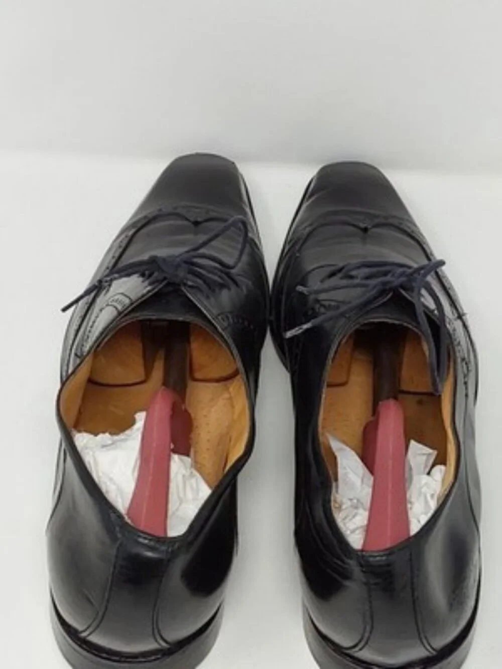 DeLaRentis Italian Couture Men's Wingtip Derby Shoes Black Leather Size 12M